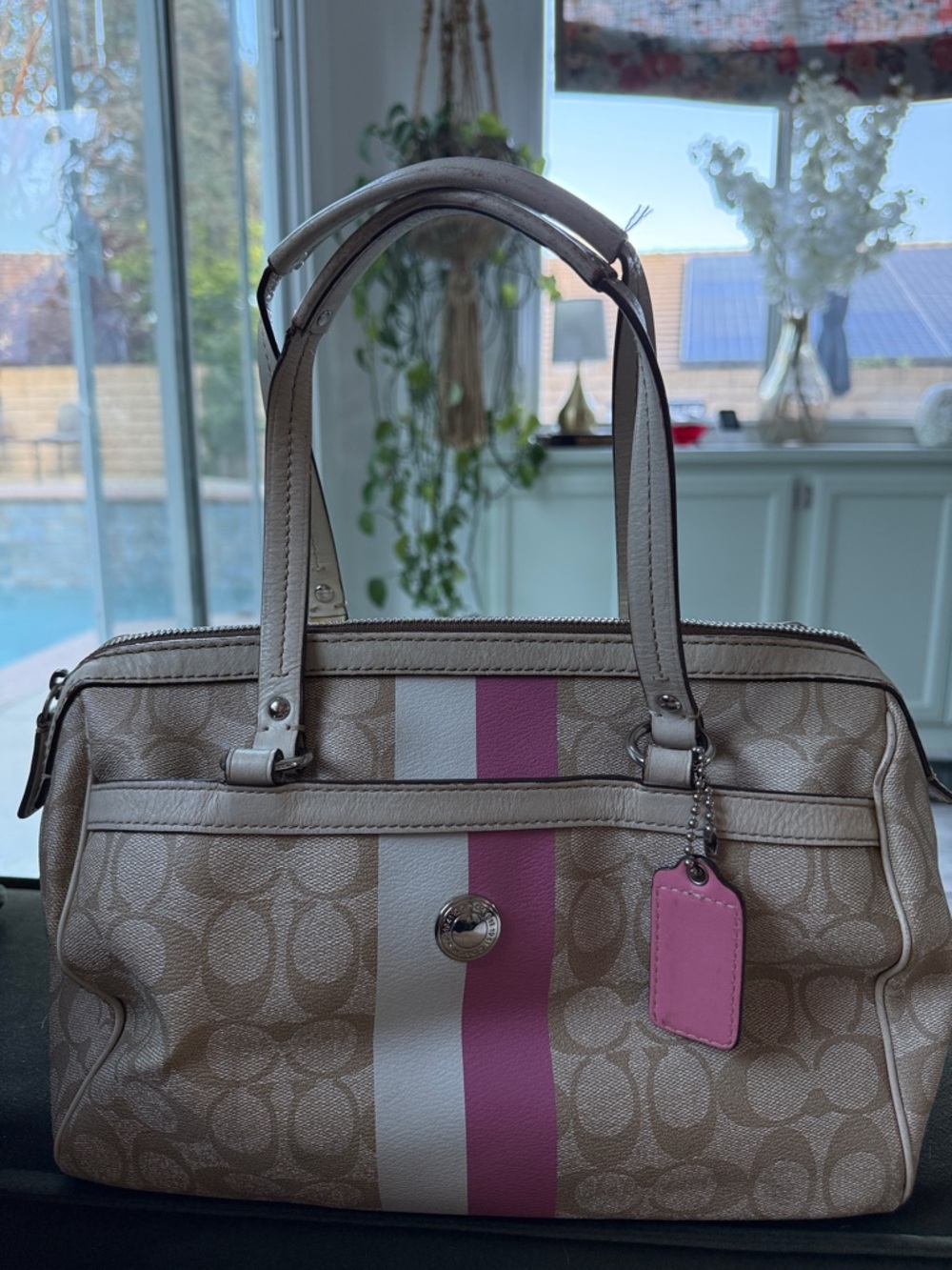 COACH STRIPE BEIGE PURSE